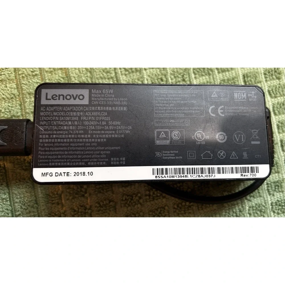 OEM Lenovo 65W USB-C AC Adapter Charger ADLX65YLC2A